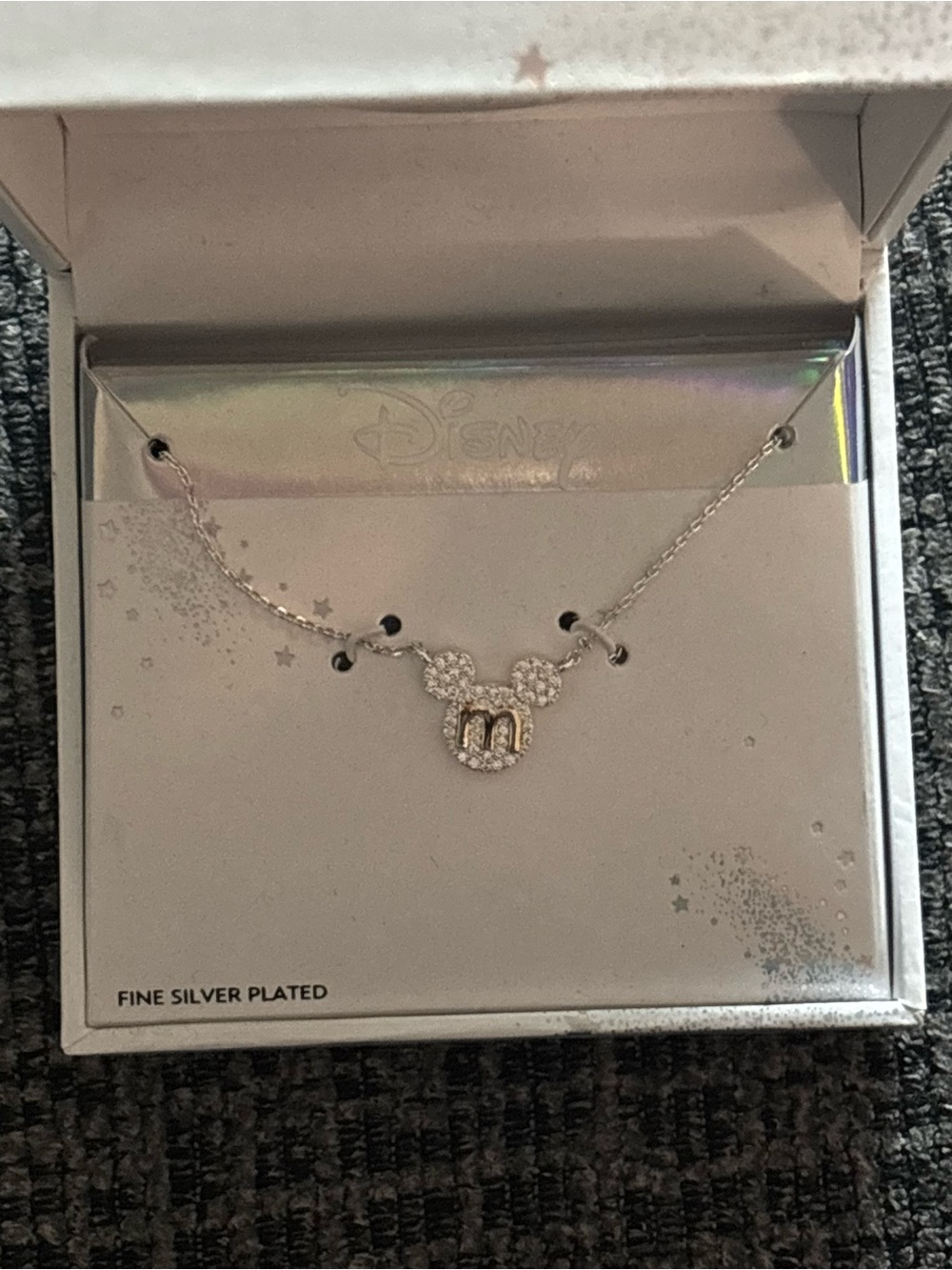 Disney Silver-Tone Mickey Initial 'M' Pendant Necklace